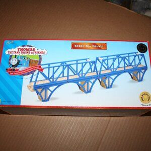 Vtg Thomas The Train & Friends Sodor Bay Double Bridge Wood Clickity Clack (1996